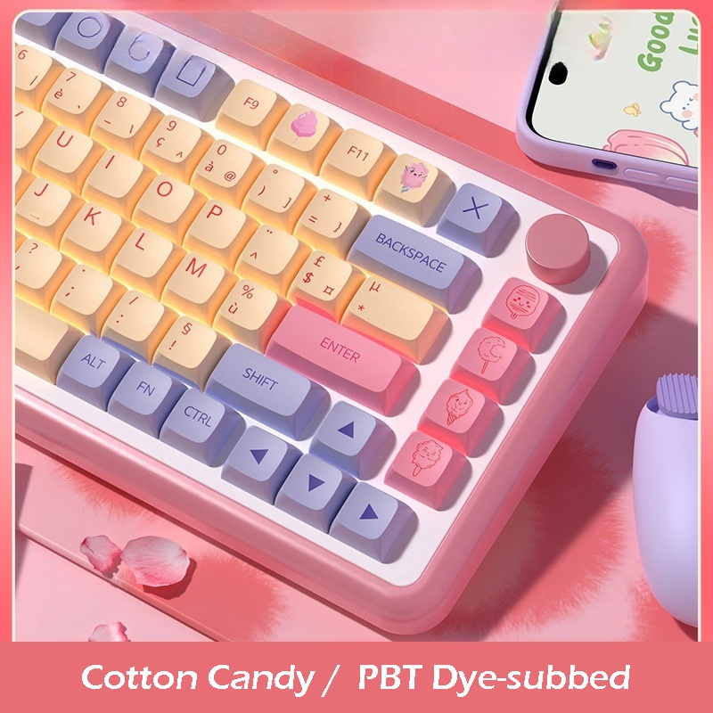 Cotton Candy 104+32 XDA Profile Keycap Set PBT Dye-subbed for Keyboard English/Japanese/Korean/Russian/French/Spanish/German/Portuguese